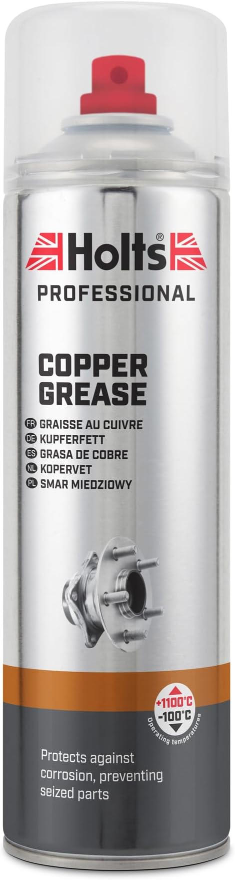 Holts Copper Grease Spray - High Temperature, High Performance for Brake Pads & Callipers, Prevents Seizing, Rust & Corrosion for Car, Bike & Motorcycle - 500ml Spray Can