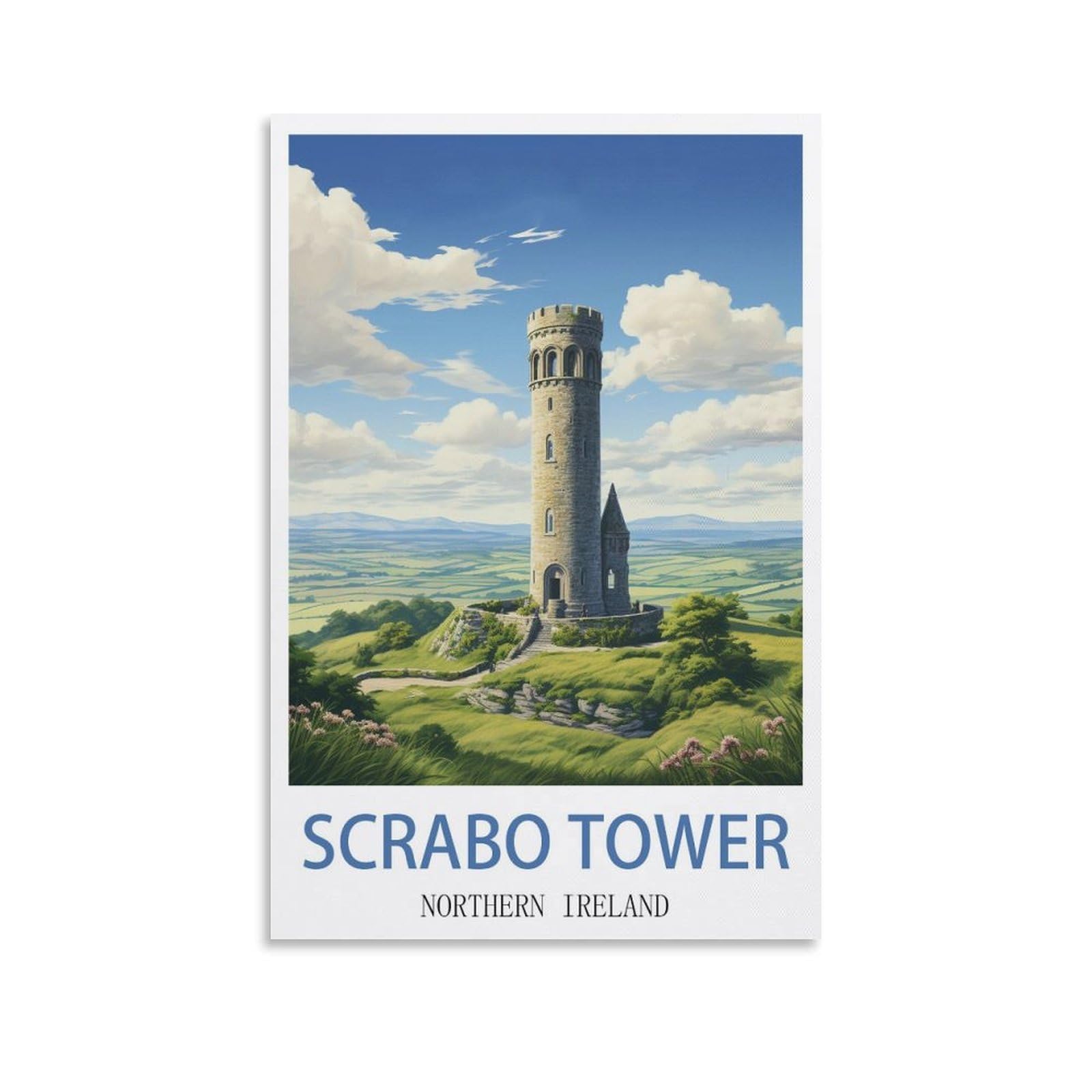 EZMLFA 5D Diamond Art Kits Adults,Scrabo Tower Northern Ireland,Gem Art,Crystal Kits Round Drill for Home Wall Decor Gifts,Women,Men 50x60cm