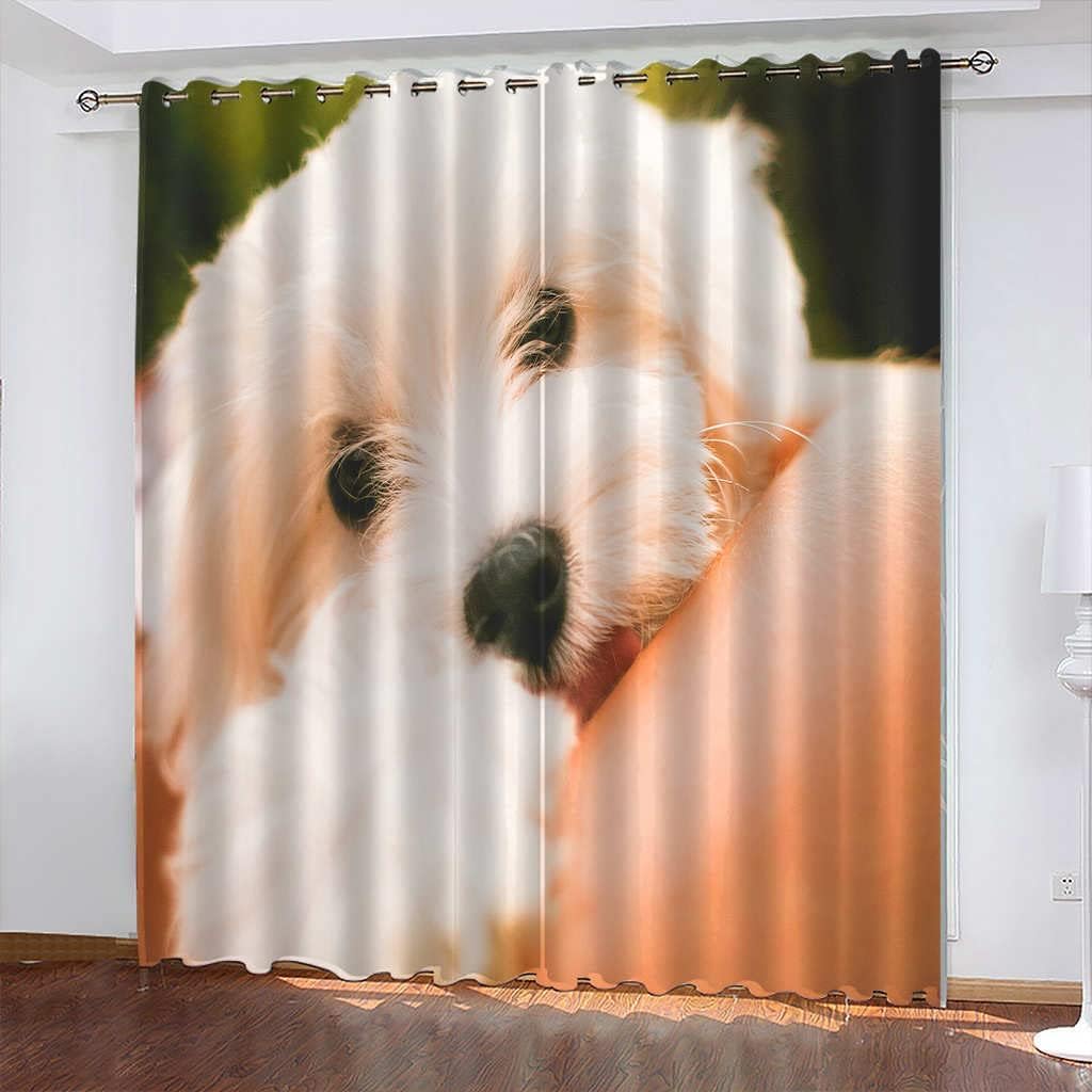 Rideau occultant chien 3D pour décorer la chambre d'enfant et le salon familial