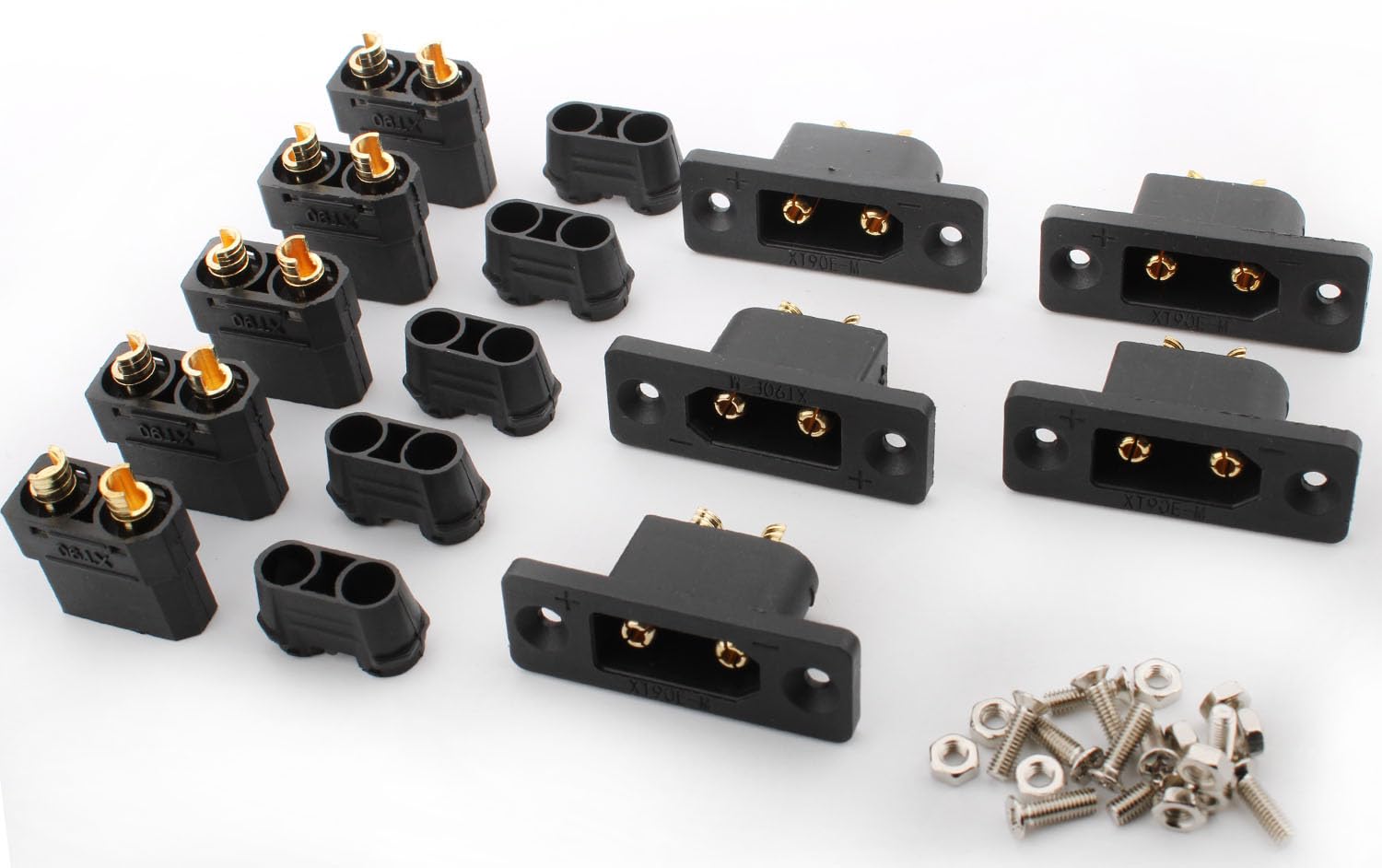 RUNCCI-YUN 5Pairs XT90E-M Plug XT90H Female Bullet Connector Wire Cable Plug, XT90E-M panel mount for RC FPV Lipo Battery RC Quadcopter