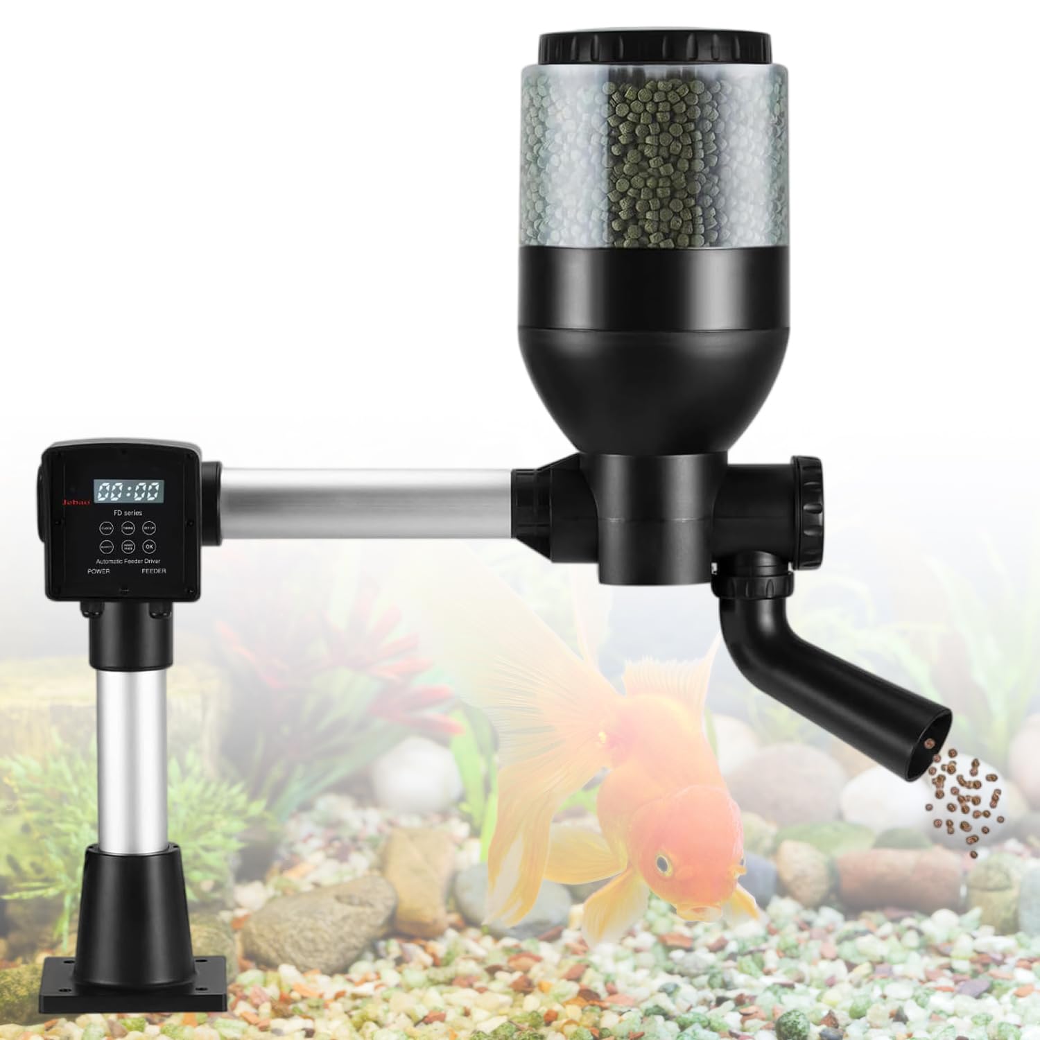 Mangeoire automatique pour poissons avec écran LCD pour une alimentation pratique pendant les week-ends et les vacances