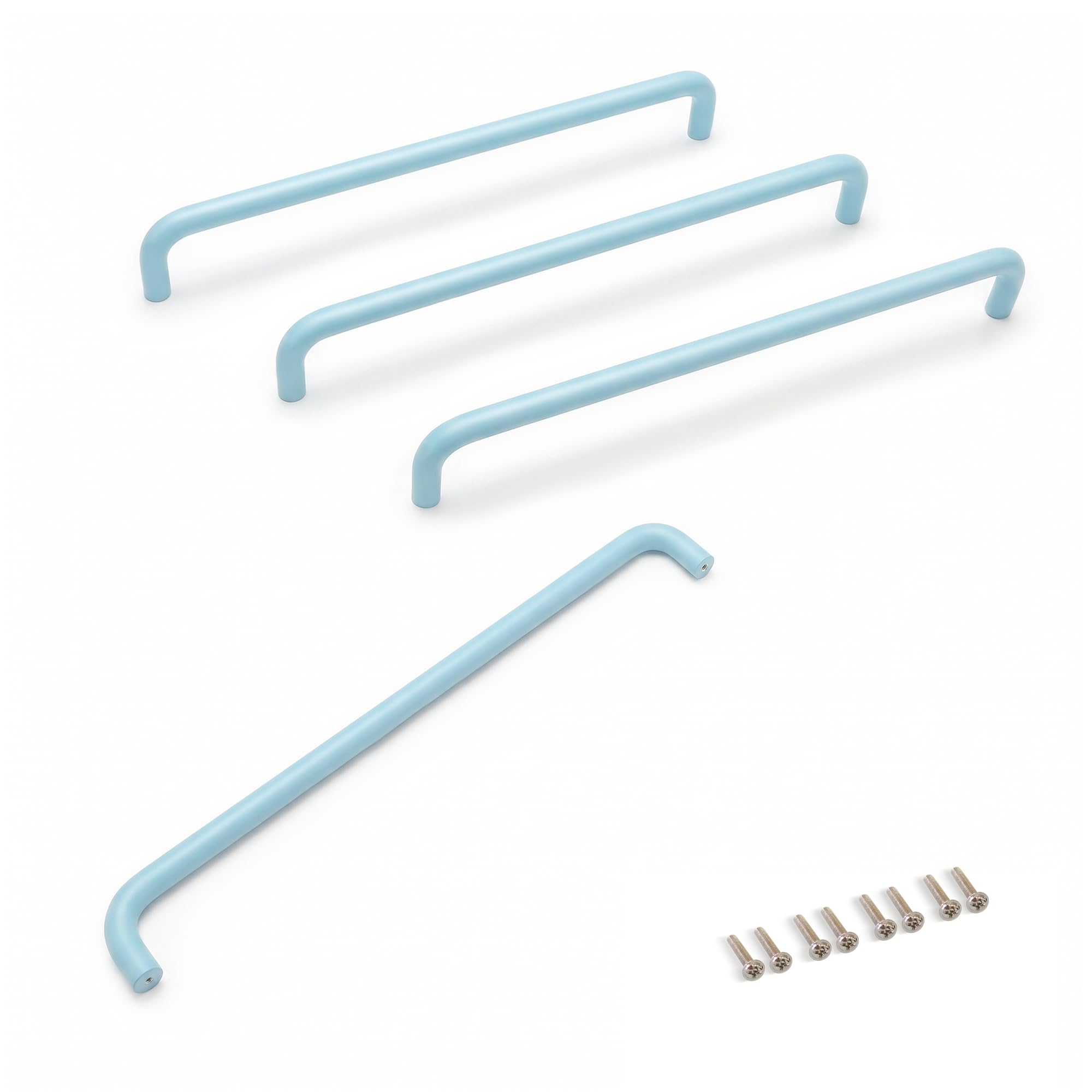 4 Pack Blue Aluminium Handles, 256mm for Wardrobes, Sleek Kids Room Decor