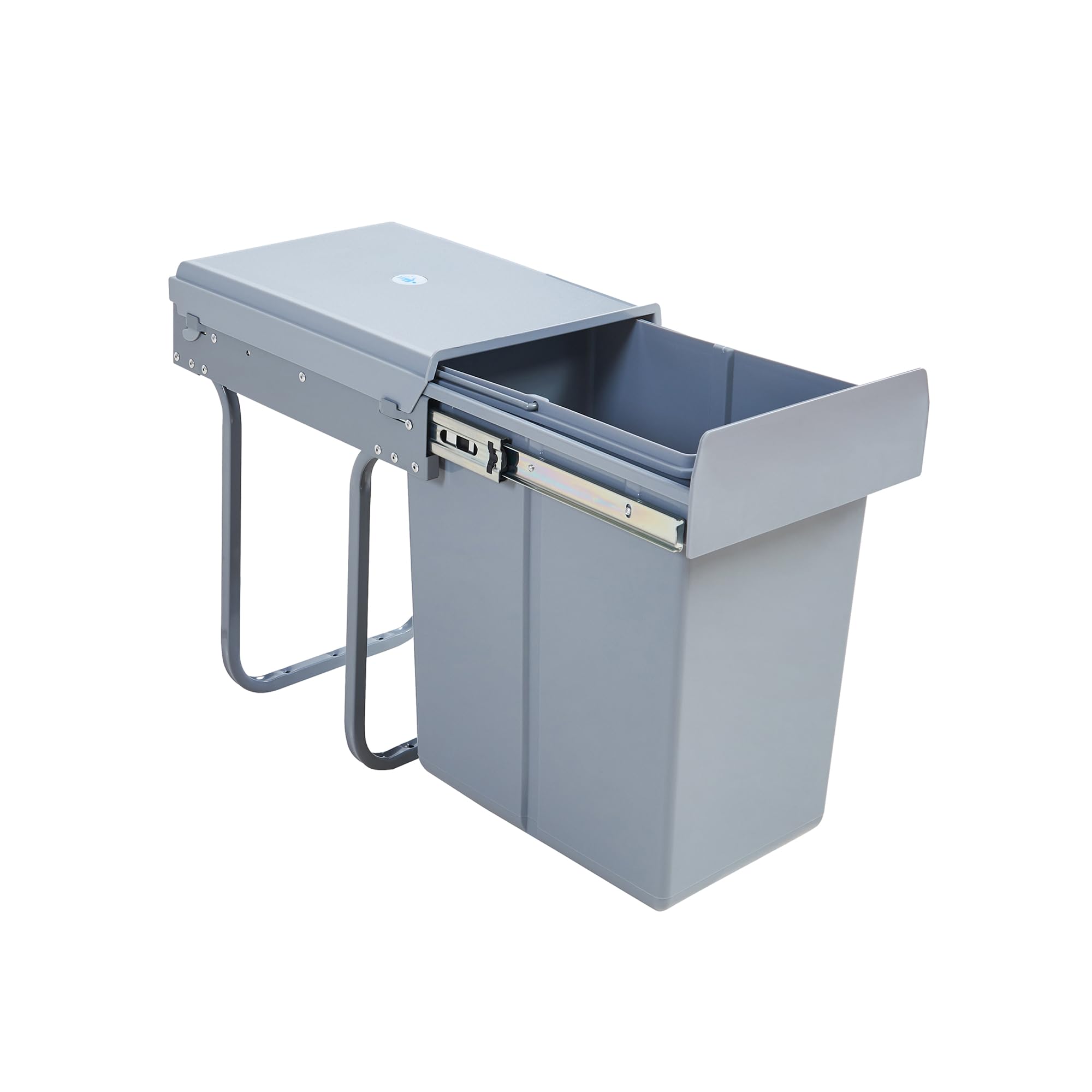Poubelle Encastrable sur Rails Coulissants Tri Sélectif Sous Évier 1 x 20L Gris Acier Plastique 34 x 26 x 42 cm