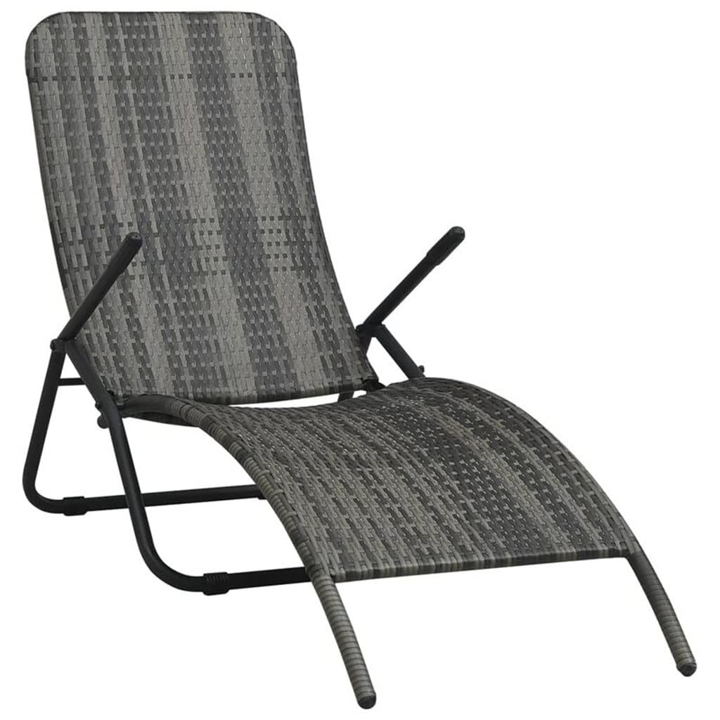 Genérico Tumbona Plegable de Resina Tejida Gris, Silla de jardín, terraza, Tumbona, Silla Plegable Hopeful