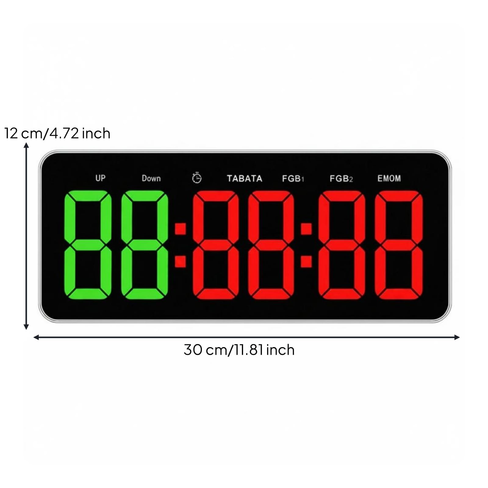 LOVIVER Fitness Timer Display Timer Palestra Orologio Digitale Cronometro Display LED Funzione Programmi EM FGB1 FGB2 Struttura Adatto per Sessioni Cross, Verde, Rosso, 2 Verde + 4 Rosso
