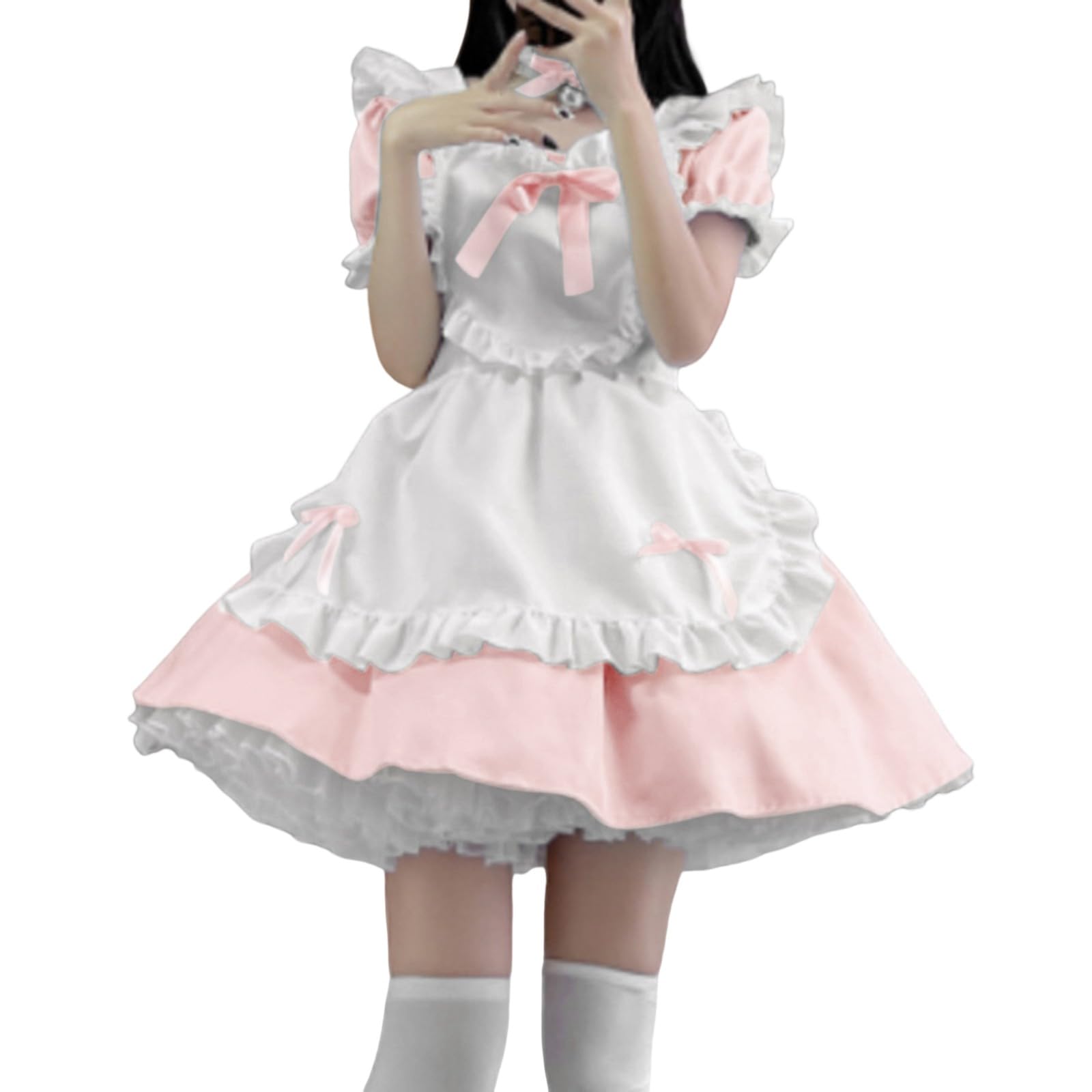 Kostüm Maid Cosplay Lolita Dress French Maid Dress Niedliche Anime Cosplay Kleid für Halloween Kostüm Outfit Set French Anime Outfit Halloween Damen Set Lolita Faschingskostüm Frauen Kleid für