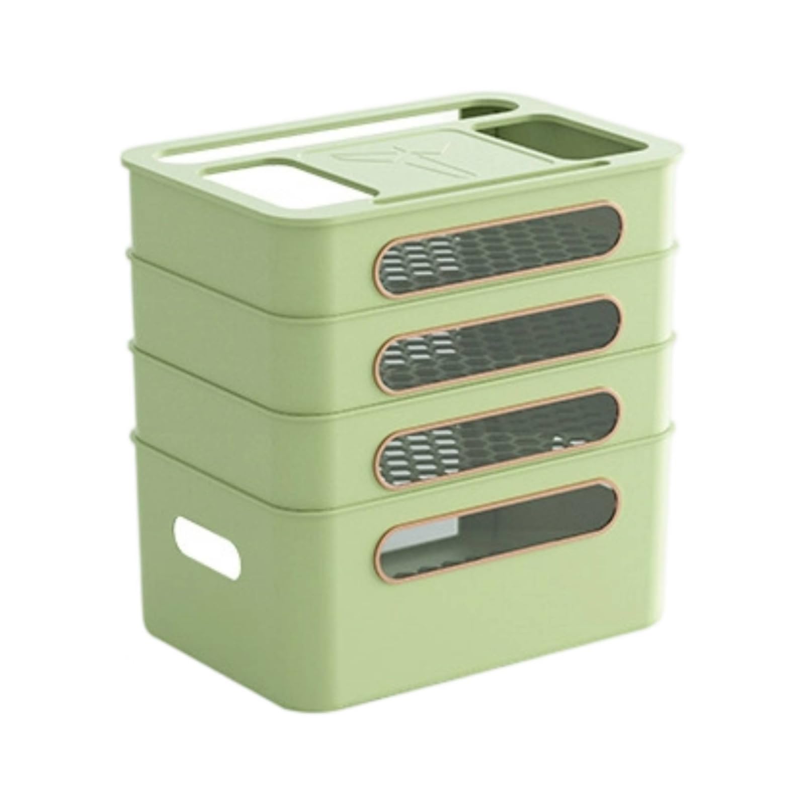 Caja Organizadora Cuatro Niveles Portátil Organizador Apilable con Tapa Abatible Rectangular Caja Almacenamiento con Ventanas Acceso