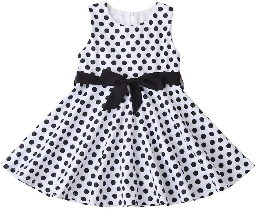 Digood Kids Girls Vintage Dress Polka Dot Princess Dresses Swing Rockabilly Party Special Occasion 2-12 Years Old