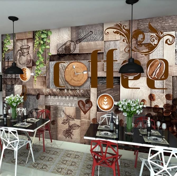 Papier peint photo 3D café rotin vert haut de gamme pour décoration murale restaurant