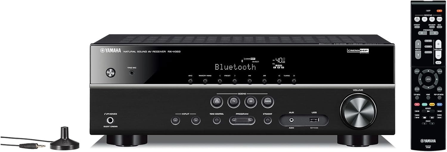 Yamaha RX-V383BL 5.1-Channel 4K Ultra HD AV Receiver with Bluetooth