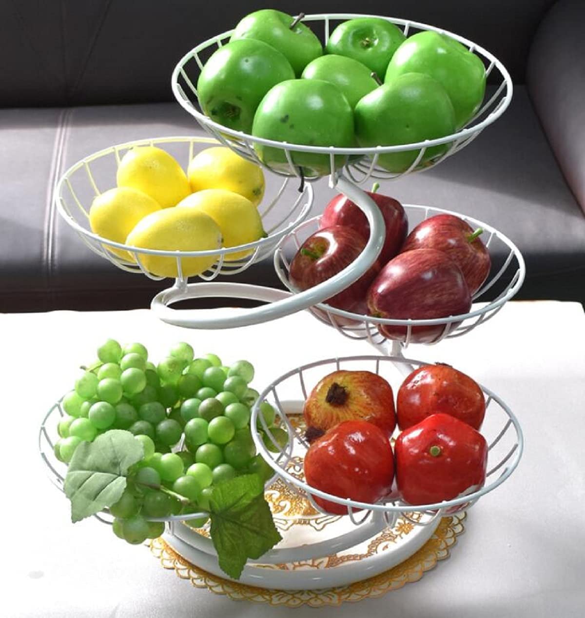 Cesta de frutas de metal de 5 niveles, soporte de almacenamiento de cocina desmontable para frutas, verduras, aperitivos y pan