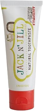 Jack N Jill Natural Toothpaste for Baby and Infants - Fluoride Free Training Toothpaste, 40% Xylitol, BPA Free - Strawberry, 1.76 oz Pack of 1