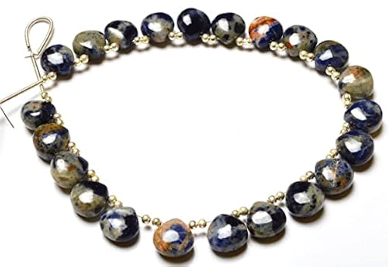 Perles sodalite naturelle cœur lisse 10mm LKBEADS briolettes fil 8"