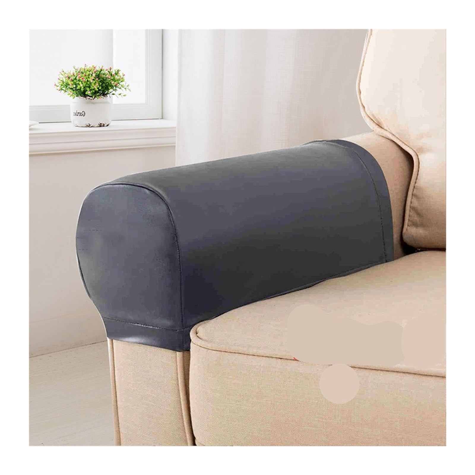 SFOIKVG Arm Covers 2Pcs PU Leather Sofa Armrest Covers Elastic Couch Chair Protector Removable Armchair for Sofa Chair(Gray)