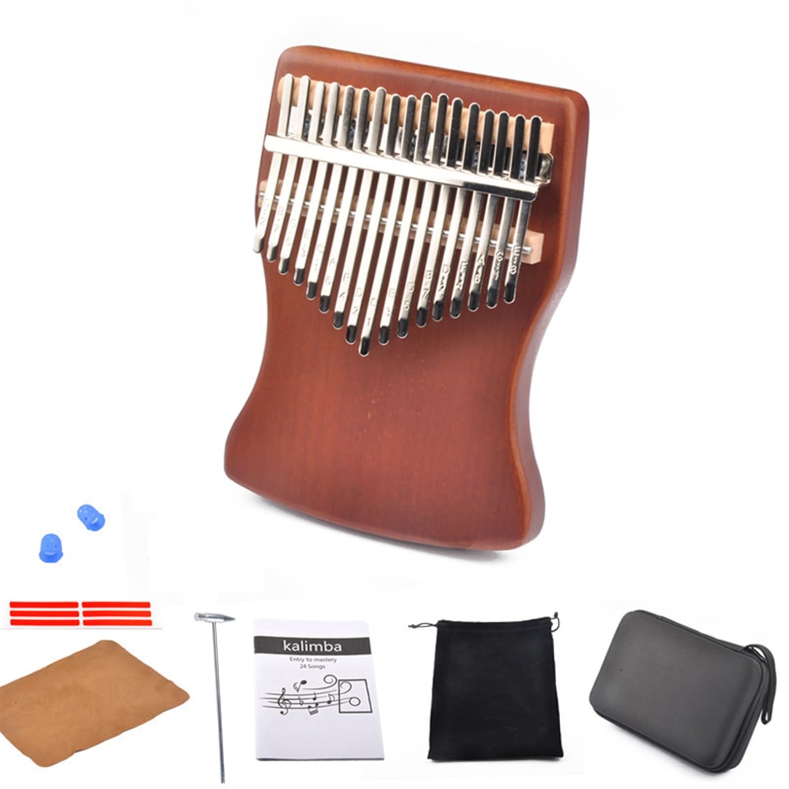 17-Ton-Daumenkalimba Aus Massivholz Tragbares Fingerpiano-Instrument Für Anfänger(Luxury accessories)