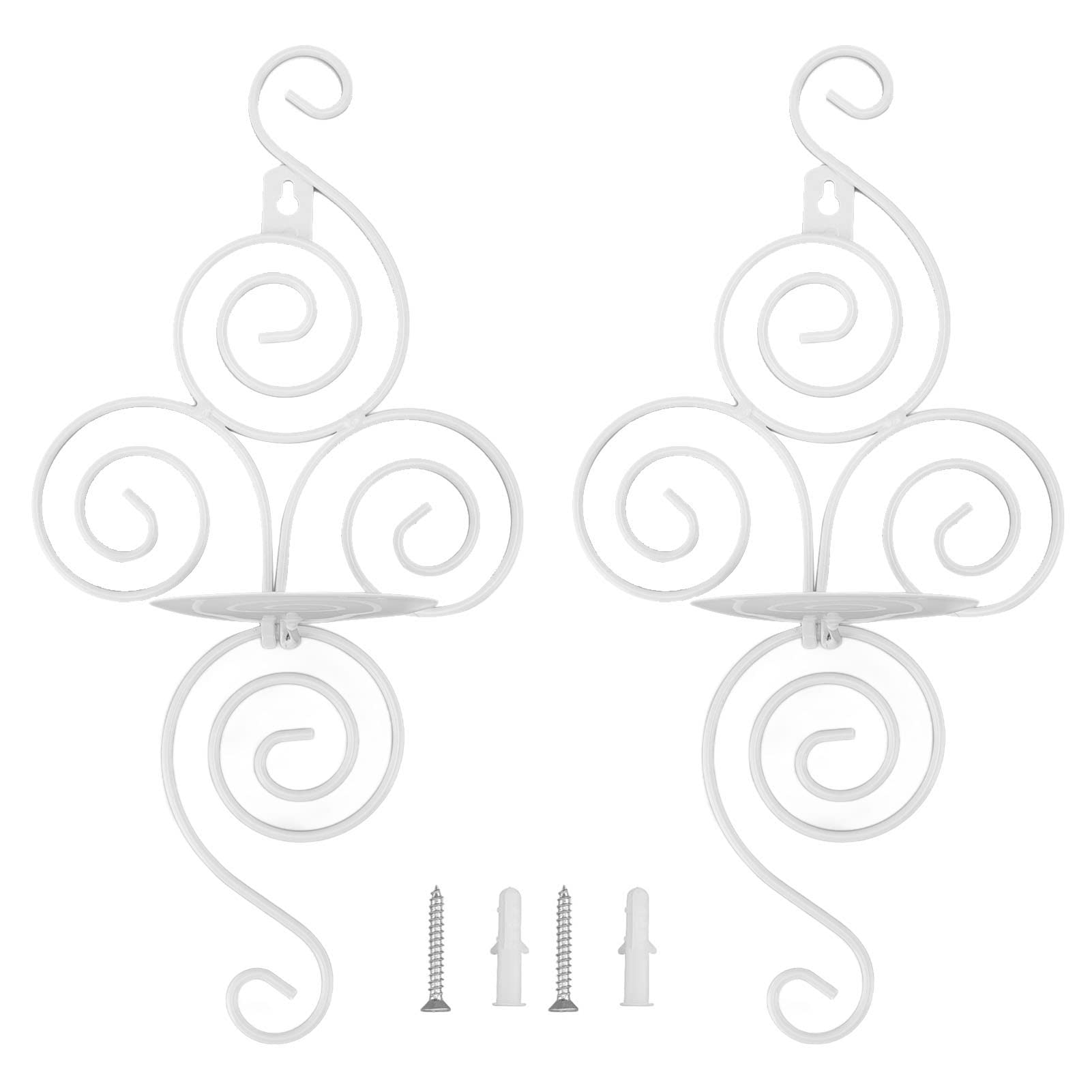 BuyWeek Portacandele da Parete, Set di 2 Portacandele da Appendere in Ferro Candele a Colonna da Parete per la Decorazione Domestica (Bianco)