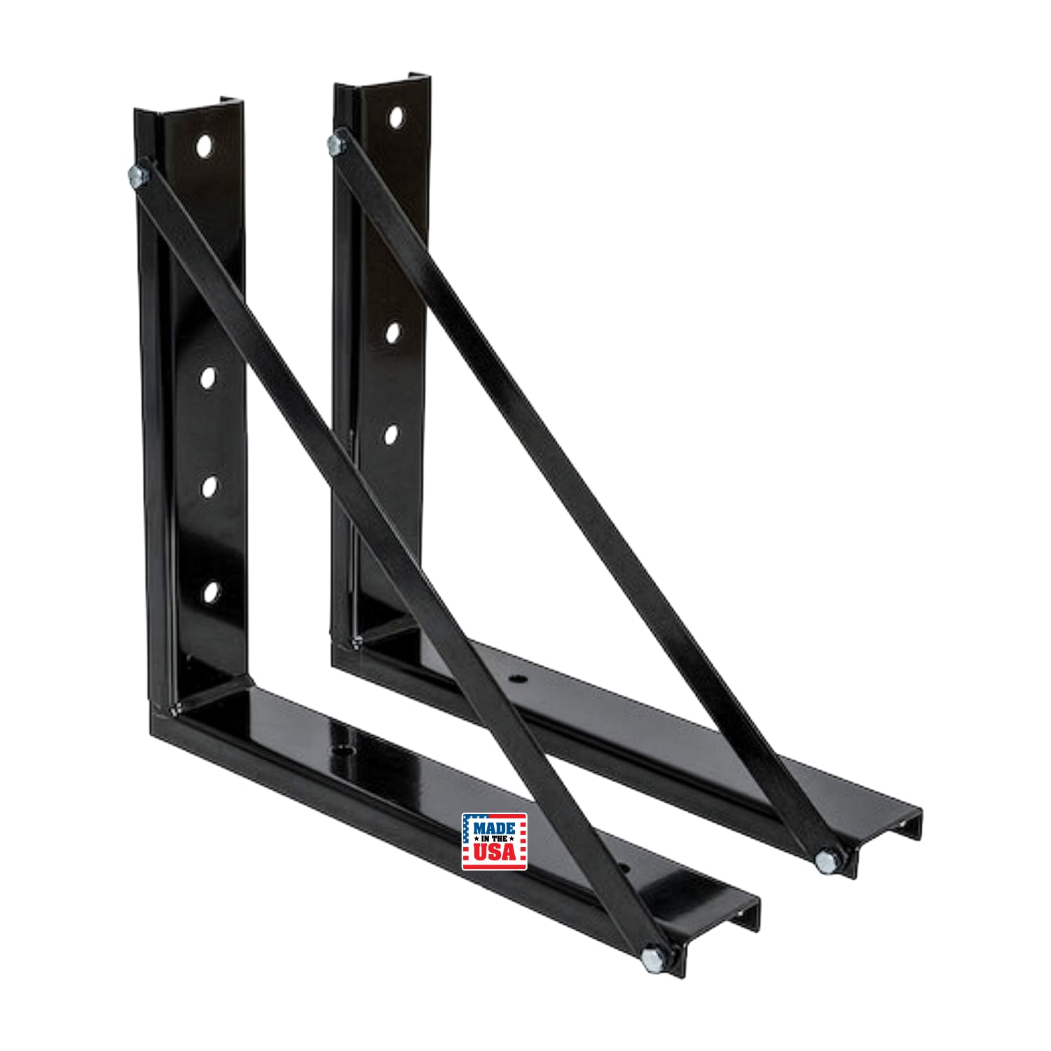 Buyers Products 1701006B Formed Bolted Black Steel Mounting Brackets for Underbody Truck Tool Box, Set of 2, 18" x 18", Corrosion Resistant With Universal Hole Pattern For Quick And Easy Mounting