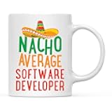 Andaz Press Funny Quirky 11oz. Ceramic Coffee Tea Mug Gag Gift, Nacho Average Software Developer, 1-Pack