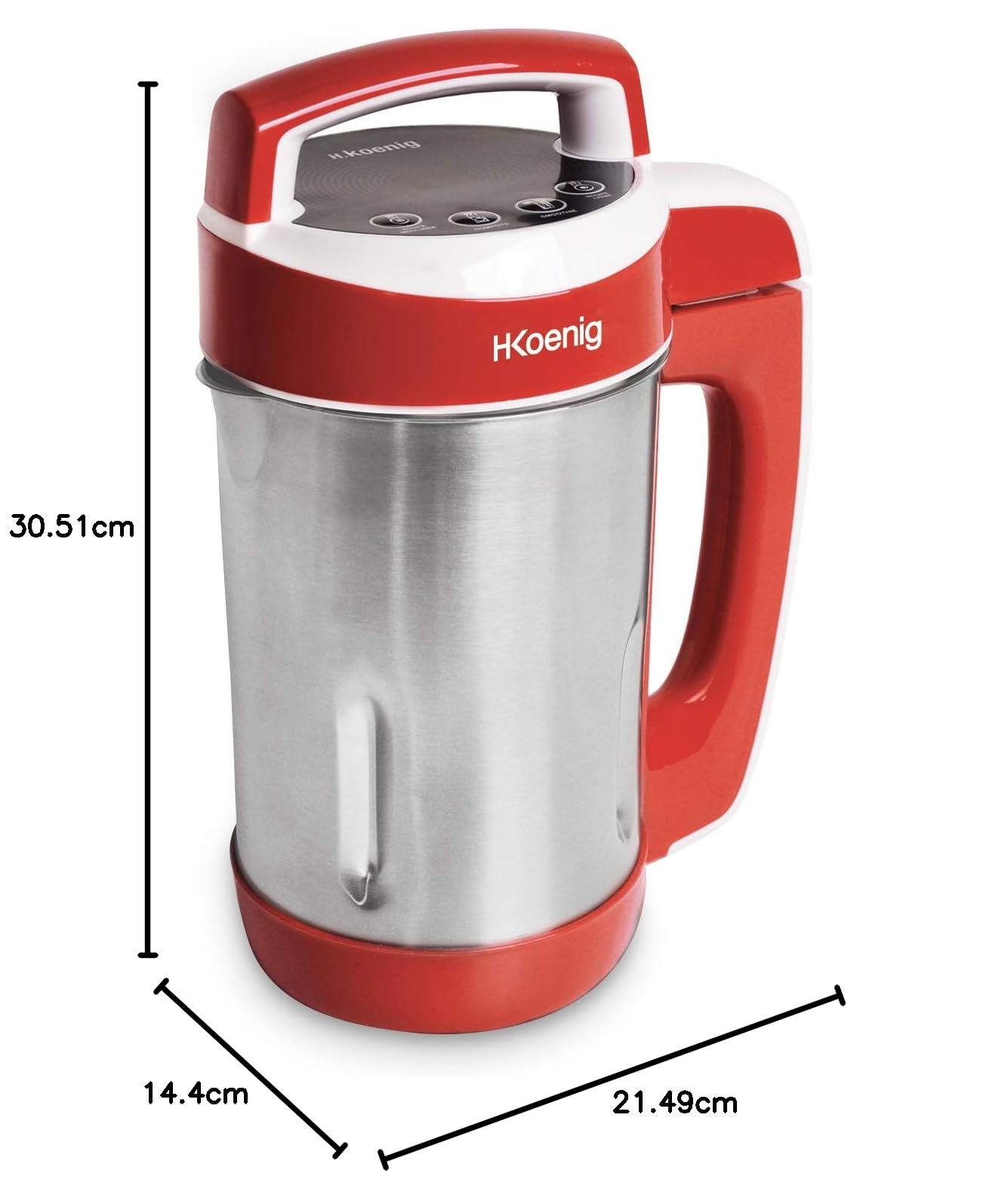 H.Koenig Blender à Soupe Chauffant 1.1L MXC18 Inox, Multifonctions professionnel, Fonction mixage, 2 Programmes de cuisson, 850W