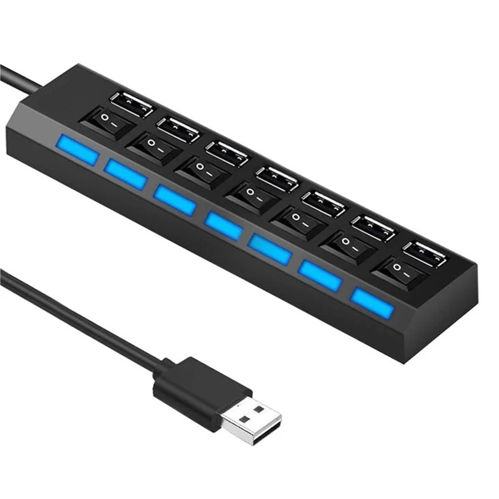 QVCTADPC 7 Port USB 2.0 Multi USB Splitter hub usb2.0 Hub Utilisez l'adaptateur d'alimentation exposant multiple avec des stations d'amarrage de HUB Cable Switch 30cm
