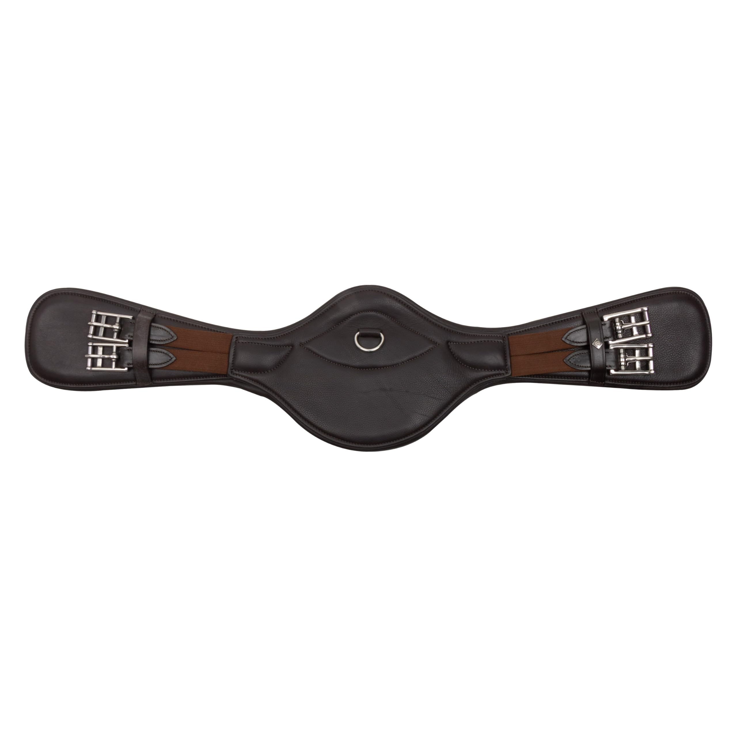Imperial Riding Dressurgurt IRH anatomisch, Leder-Sattelgurt mit Rollenschnallen und D-Ring, Dunkelbraun, 80cm
