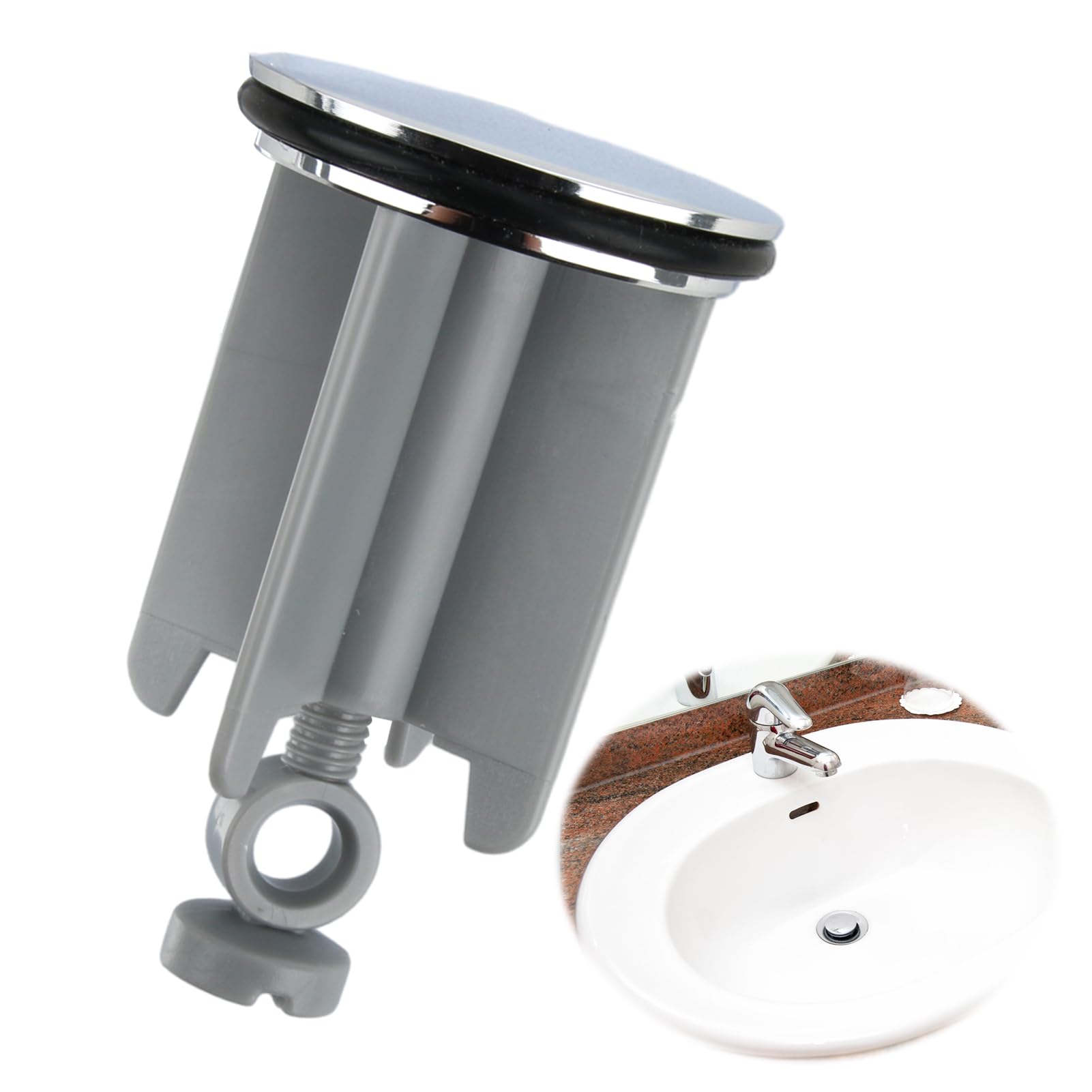 2 Tappi Per Lavello Universali 40 Mm In Ottone E Plastica - Regolabili E Antiruggine Per Cucina E Bagno - 6