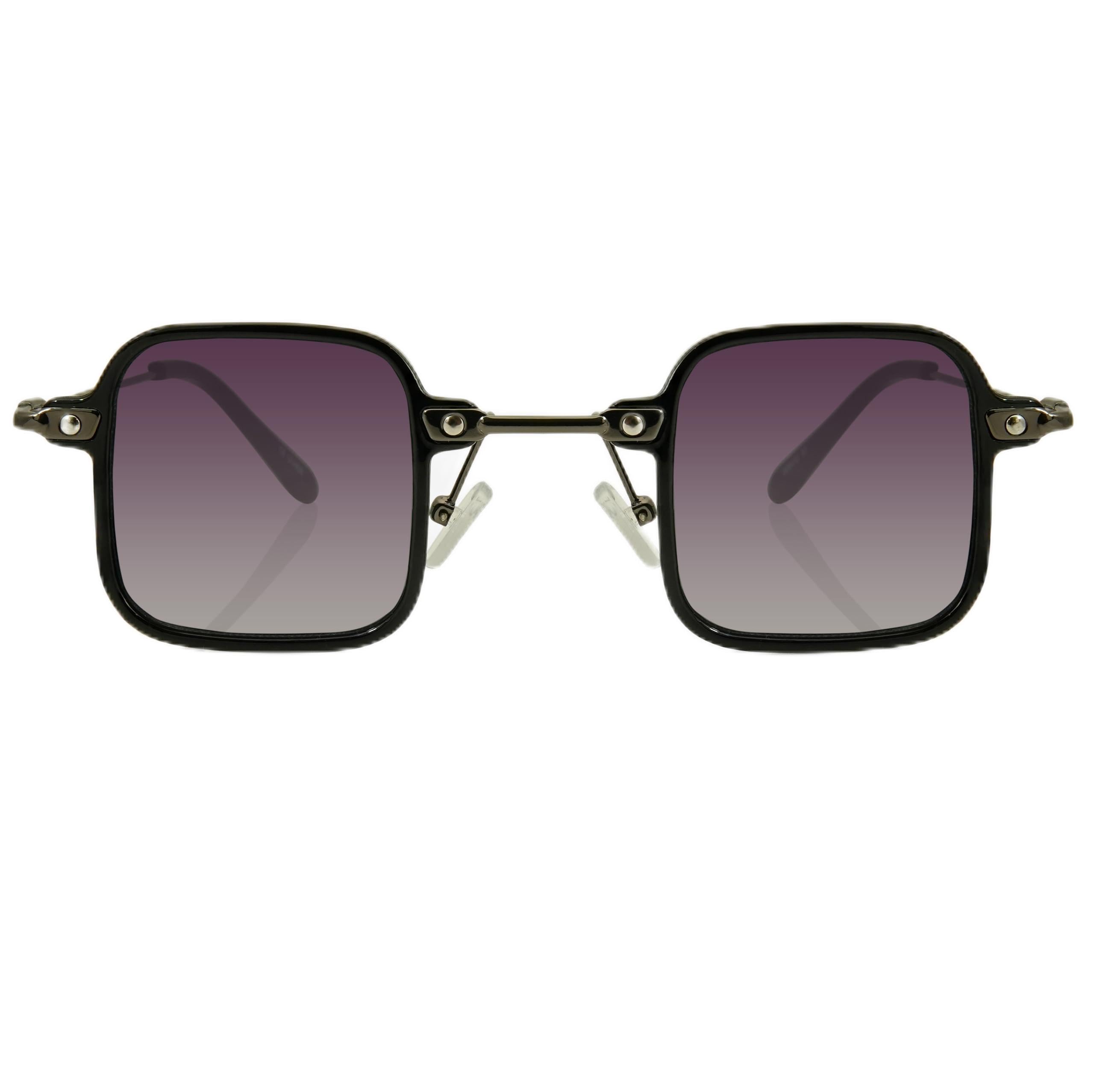 Saint Oculus Nas Square Sunglasses with UV Protection for Men & Women - Black Frame, Faded Grey lens