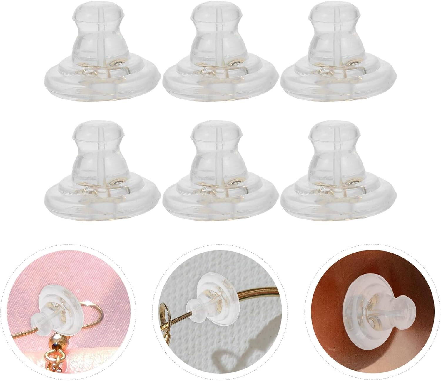 100pcs Silicone Earring Backs Secure Support for Studs