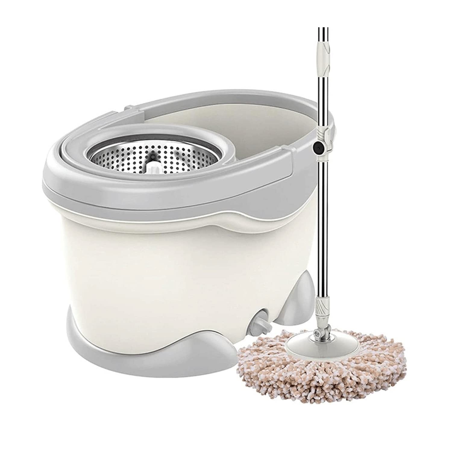 Mopp und Eimer mit Wringer-Set, Schleudermopp und Eimer, rotierende Mopps für die Bodenreinigung, drehbarer Mikrofaser-Mopp mit Edelstahlunterstützung