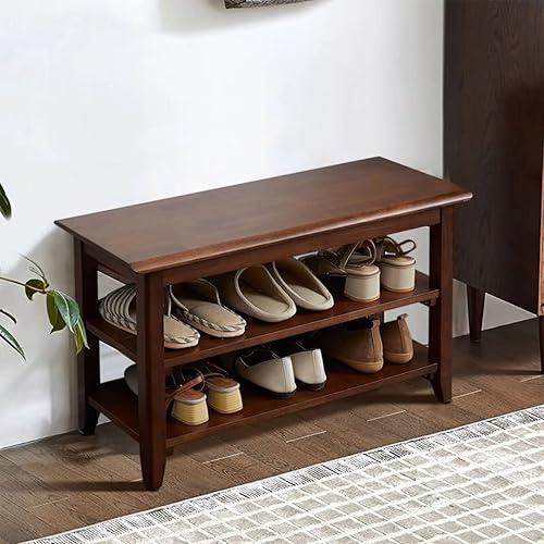 Miniatura 20 de Zapatero organizador de 3 niveles, 4 pares de banco de almacenamiento de entrada para pasillo, dormitorio, sala de estar, dormitorio, soporta hasta