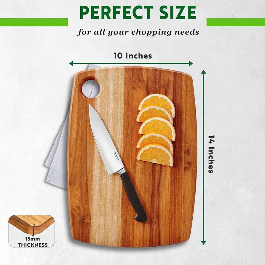 Image of Sensilo Chopping Cutting Board Vegetable,Fruit,Bread & Durable Safe & Heavy Duty, (35L x 25W cm, Teak Deluxe)