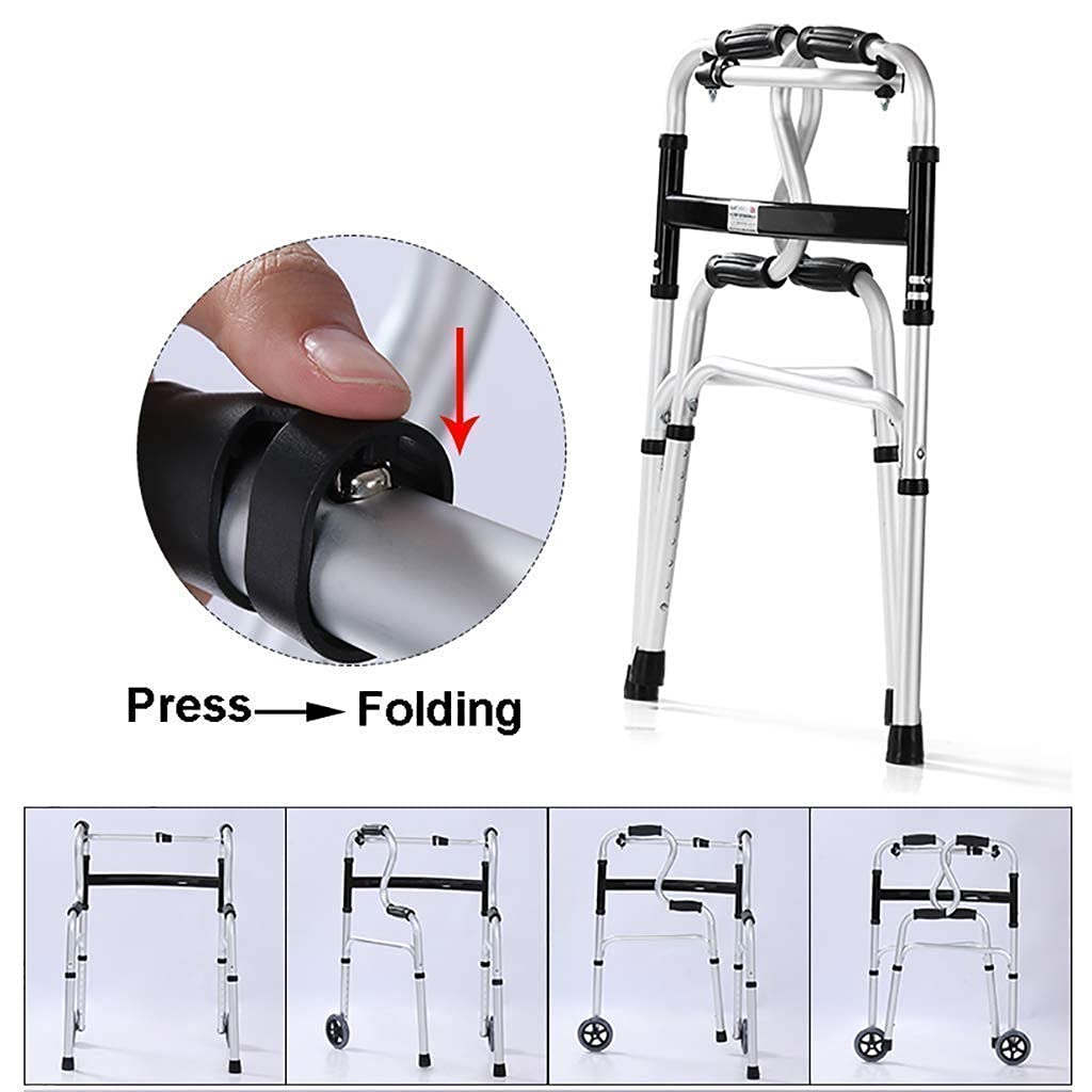 Andador para Ancianos,Andador de altura ajustable, andador, ayuda de movilidad plegable y liviana de aluminio, andador con ruedas, andador con asiento y ruedas, para personas mayores con and