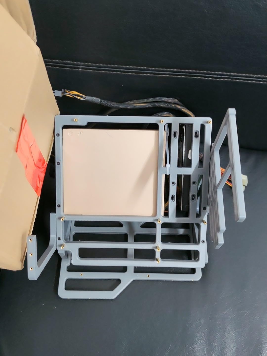 Banco de pruebas de PC al aire libre impreso en 3D, funda modular de marco abierto para placas base ATX, Micro-ATX, Mini-ITX, construcción de computadora y pruebas de hardware (gris)