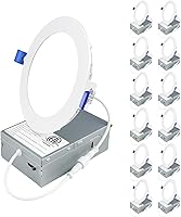 Vista 13 de Ensenior - Paquete de 12 luces LED empotrables de techo de 4 pulgadas, regulables, 6000K Blanco Claro, 750 lm, 9 W, 120 V, luz de oblea sin carcasa