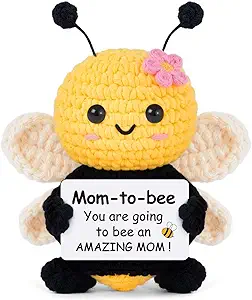 Mom to Be Gifts, Pregnancy Gifts for Expecting Mom, First Time Moms, Wife, Friend, Sister, Mommy to Be Gift, Gift for Pregnant Women, Mini Positive Crochet Bee, Cute Handmade Animals Support Present