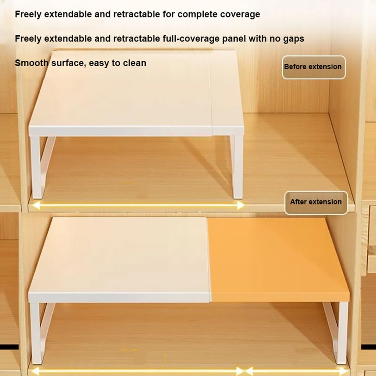 Mensola Estensibile per Armadio, Ripiano Salvaspazio Cucina,Scaffale Portaoggetti Espandibile per Armadio Acciaio al Carbonio, per Bagno, Cucina(White,L20-31.5inW16.5inH13in)