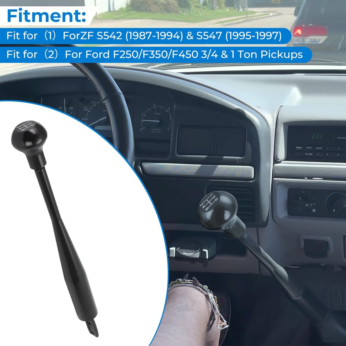 5-Speed Transmission Shifter Stick Kit (for ZF5-28-KIT), for Ford Super Duty F250/F350/F450 for ZF S5-42(1987-1994) for ZF S5-47(1995-1997), Replacement for OEM 4C3Z-7210-AA