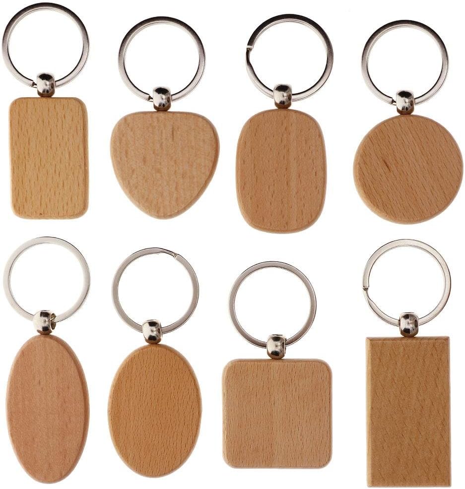 Teabelle DIY Blank Wooden Key Chain Personalized EDC Wood Keychains Best Gift