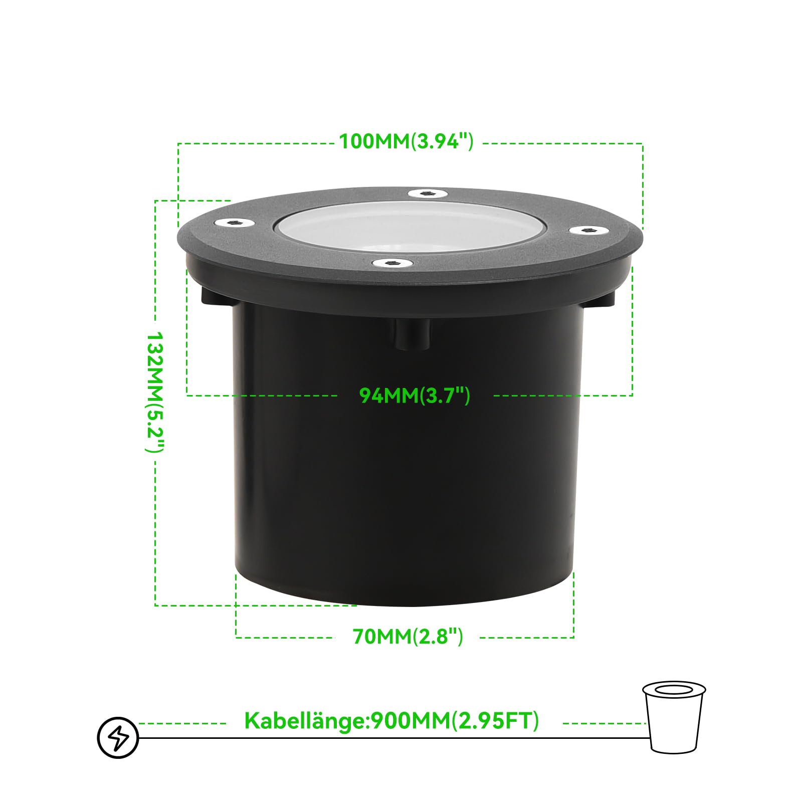 Foco Empotrable Exterior Iluminacion LED (4 unidades, 3 W, IP65, empotrable exterior, 270 lúmenes, 3000 K, foco exterior LED, empotrable, para terraza jardín, camino 220 V, redondo, negro