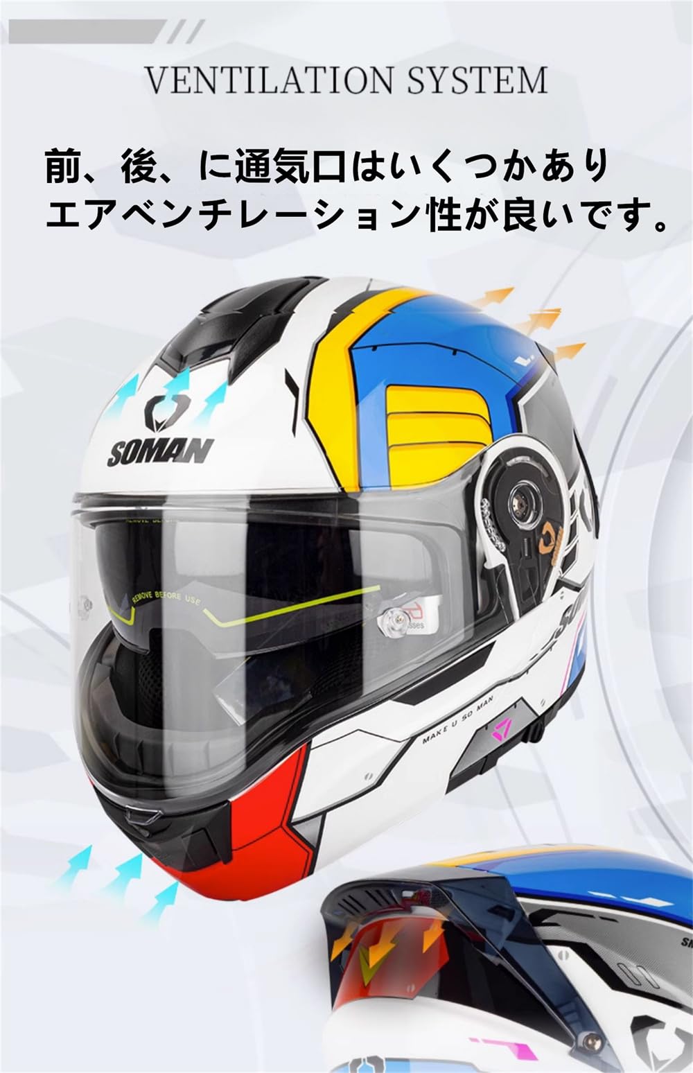 Amazon.co.jp: SOMAN-965 フルフェイスヘルメットブルートゥース付き