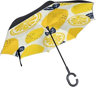 hengpai - Paraguas invertido de Color Amarillo para Escalada y Marcha atrás, para Autos, Resistente al Viento, a Prueba de Rayos UV, Doble Capa para Mujer, Talla única, mullti2