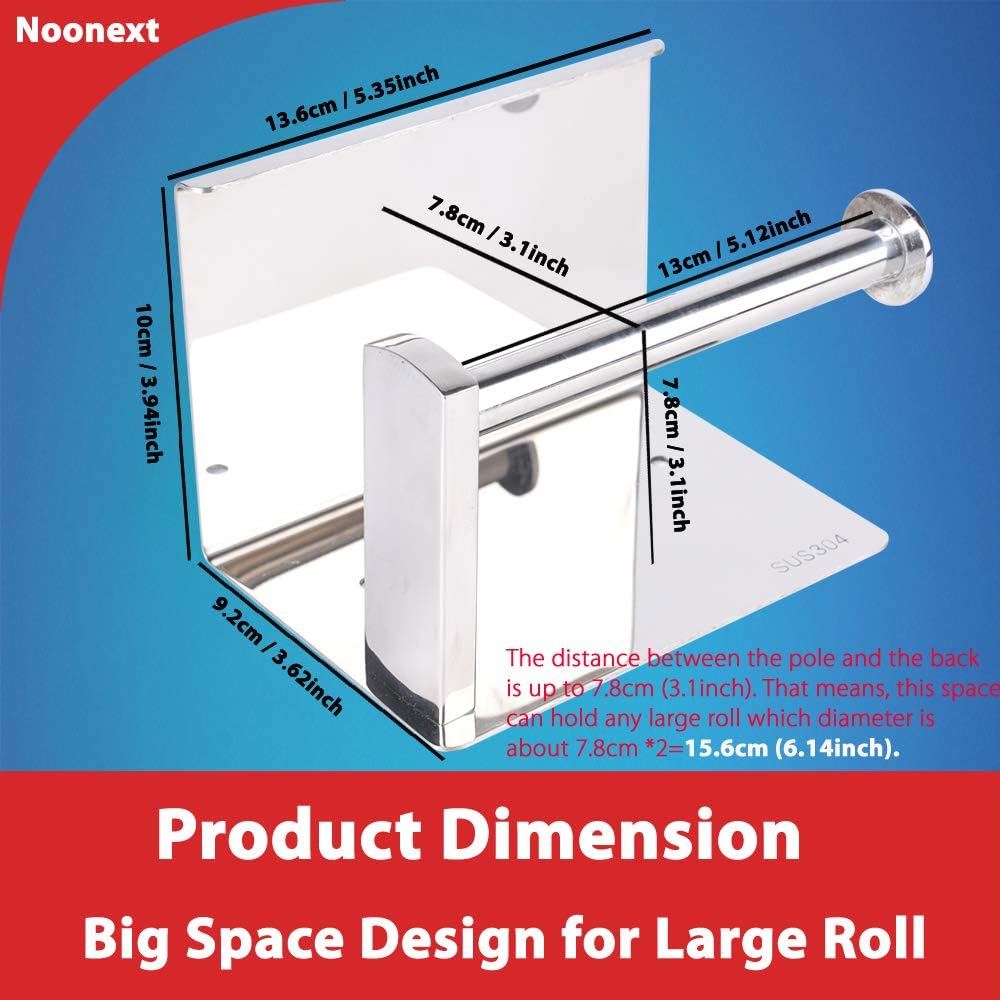 Toilet Paper Holder with Shelf, Self Adhesive Toilet Paper Roll Holder, Fits Mega Roll, Stainless Steel Tissue Roll Dispenser Storage Wall Mounted No Drilling (Polished Chrome) : Tools & Home Improvement