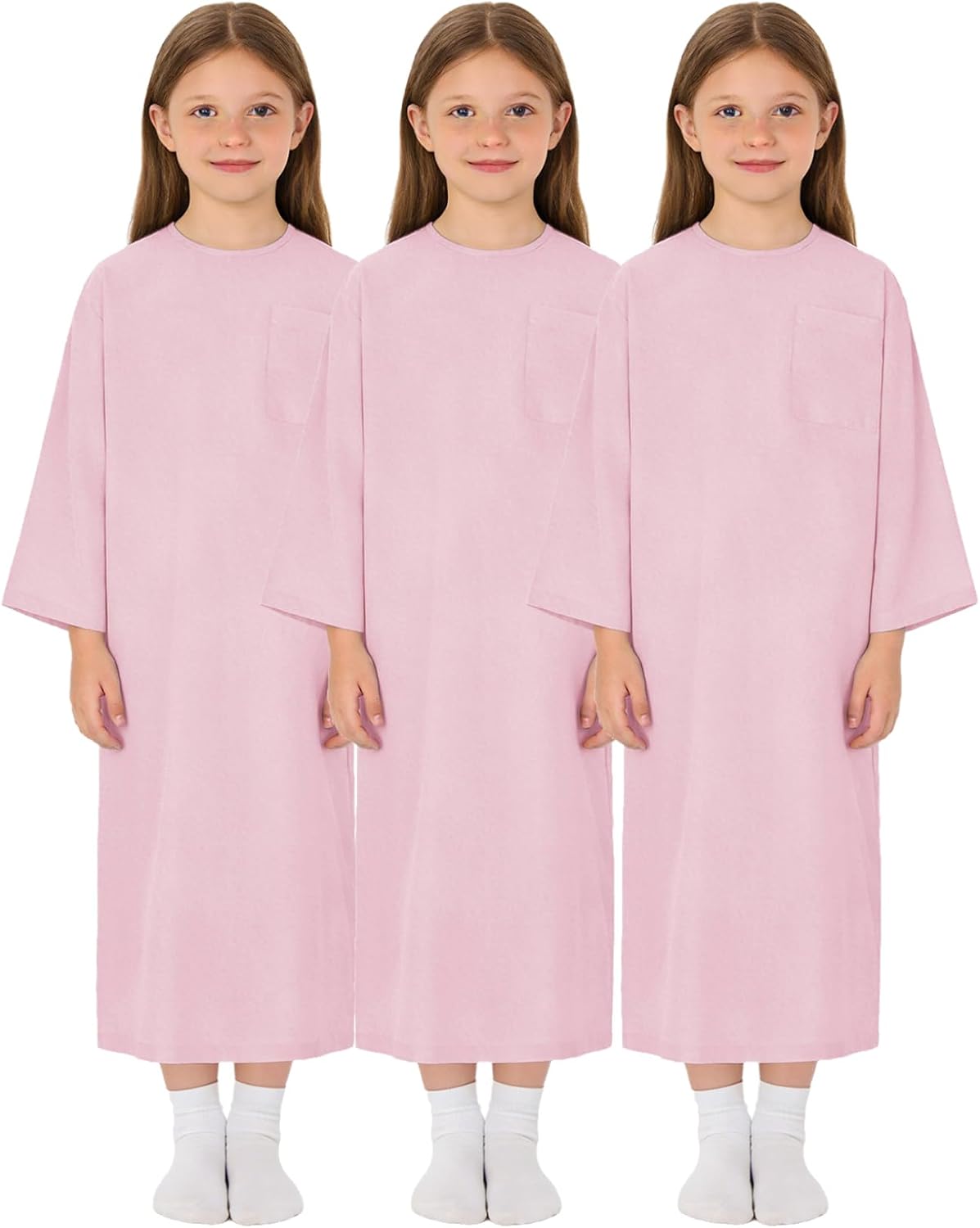 Girls 3 Pack Adaptive Hospital Patient Gown Comfortable Open Back Tear Away Post Shoulder Surgery Dress