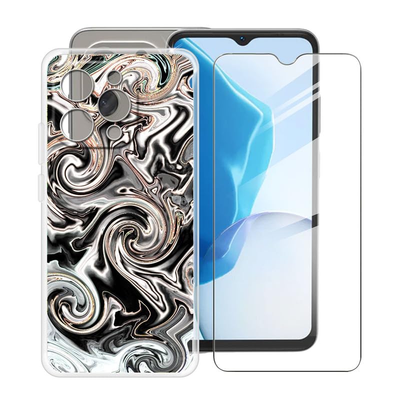 HGJTFANY Case for DOOGEE N55 (6.56") with 1 X Tempered Glass Screen Protector, Ultra-thin Shockproof Clear Shell