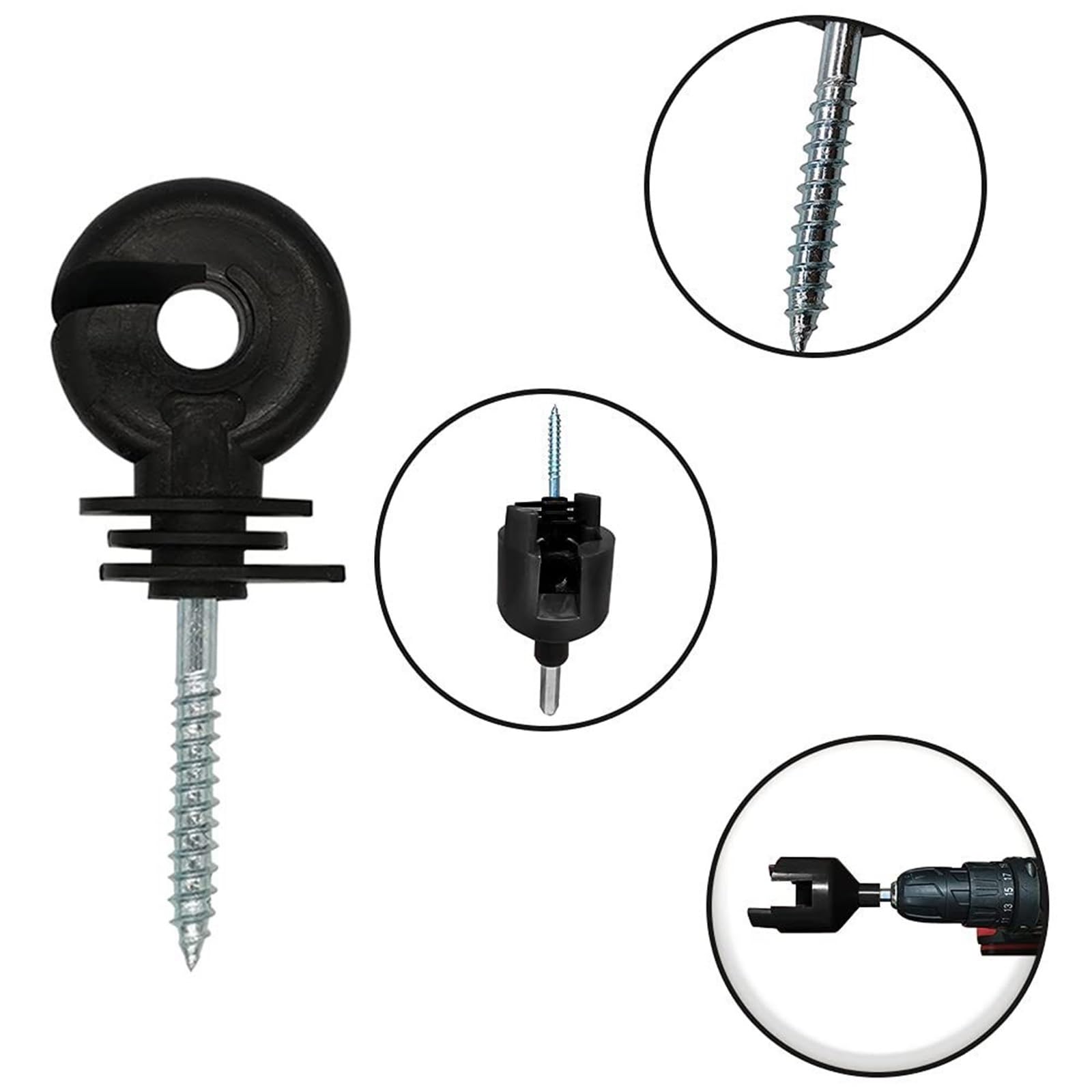 Anillo Aislador Aisladores Los aisladores de la cerca eléctrica atornillan en animales pequeños del guardián aislador anillo estable alambre poste(30pcs)