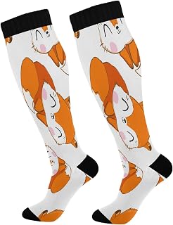 501 Compression Socks Fox Pattern Athletic Socks Light Weight Crew Socks Soft Sports Socks For Outdoor Women Walking 40cm