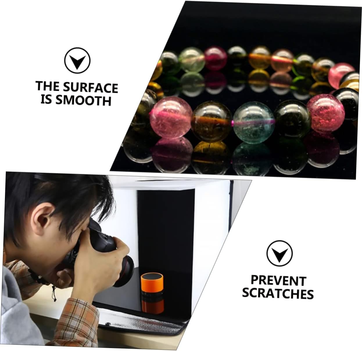 Homoyoyo Jewelry Background Makeup Photography Props Acrylic Mirror Board Black 40x40cm Photo Accessory