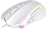 Redragon Souris de jeu, Souris blanche filaire avec RGB Rétroéclairé, 8000 DPI Réglable, PC Gaming Mice avec 9 Boutons de macro programmables & Bouton de feu, PC Souris de jeu pour Windows/Mac, Blanc