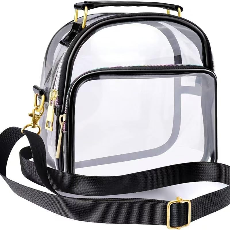 Bolso Tote Transparente con Cierre de Color Negro miniatura 1