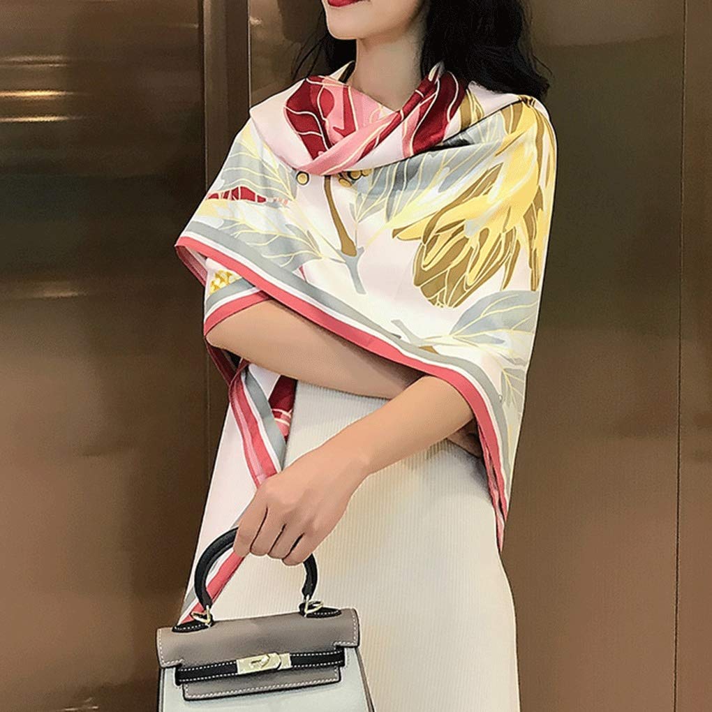 Bufanda cuadrada grande salvaje de algodón de sarga para otoño e invierno, chal de moda con flores, bufanda exterior cálida, bufanda de seda elegante para mujer